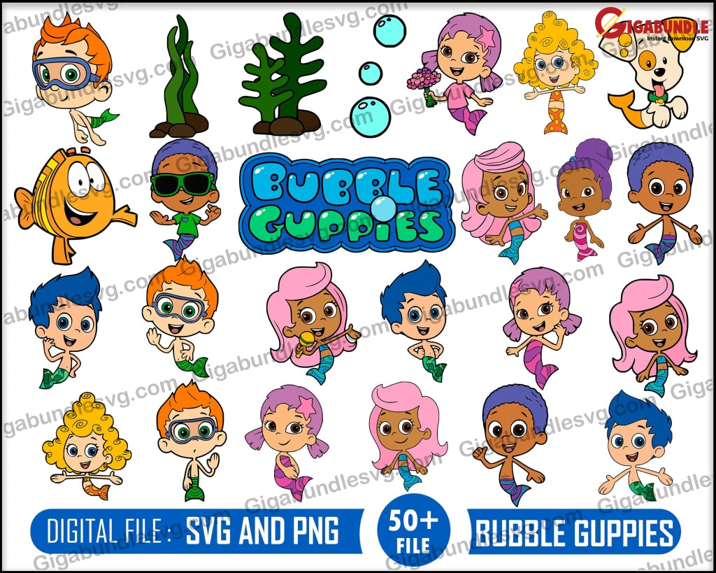 Bubble Guppies Svg Party Printables Scrapbooking Svg