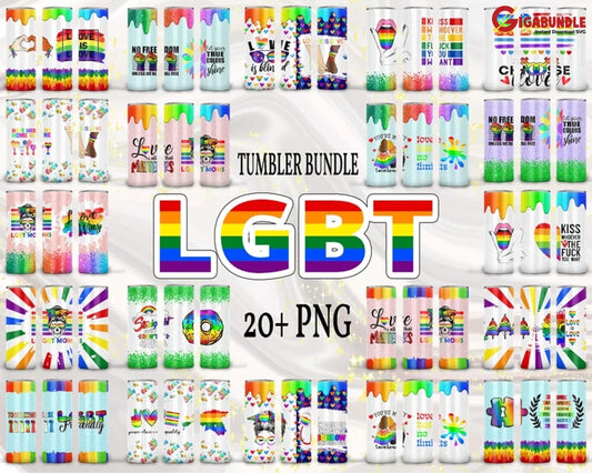 Bundle 20 Lgbt 20Oz Skinny Straight&tapered Designs Sublimation Tumbler Design Tumbler Png