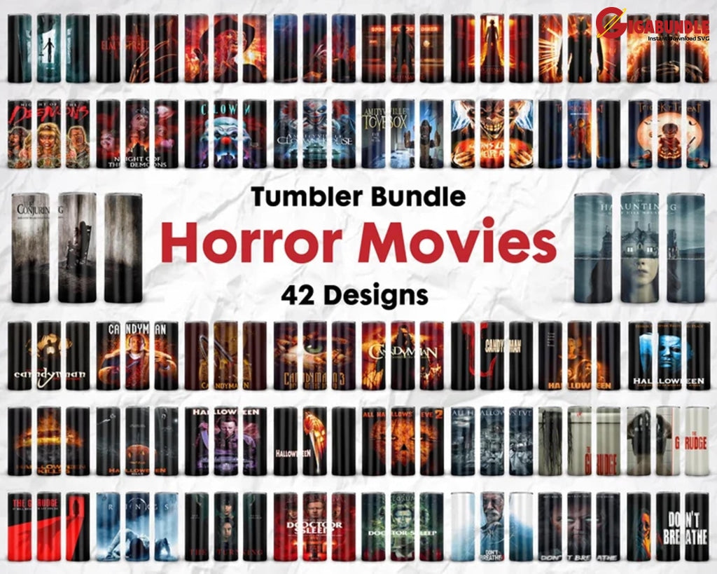 Bundle 42 Horror Movies 20Oz Skinny Straight&tapered Designs Sublimation Tumbler Design Tumbler Png