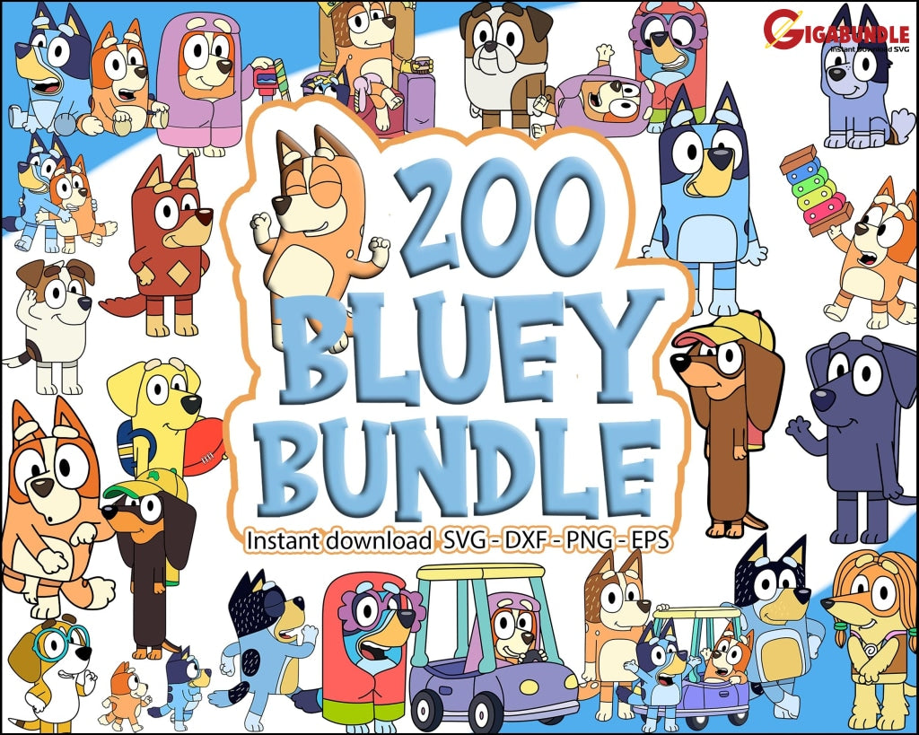 Bundle Bluey Svg Vector Bluey Heeler Cutfile Clipart Bundle Silhouette Birthday Cut