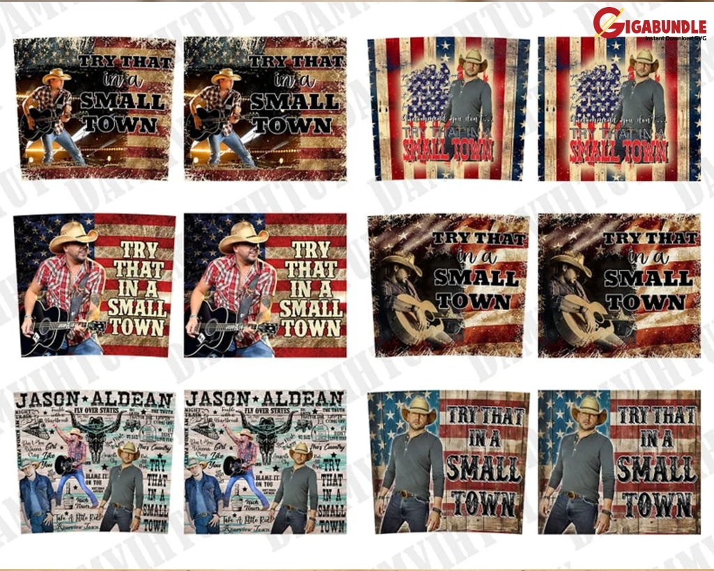 Bundle Try That In A Small Town Tumbler Wrap Png American Flag Jason Aldean