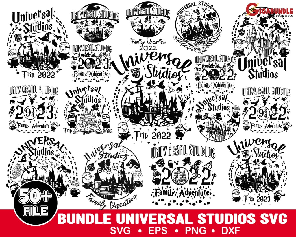 Bundle Universal Studios Png Magical Kingdom Family Vacation Trip 2022 Sublimation Design