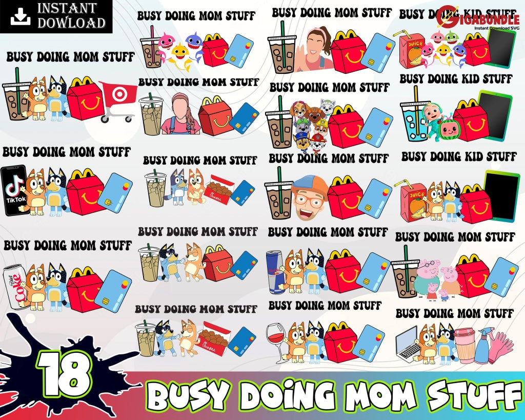 Busy Doing Mom Stuff Svg Png Bundle Svg Png Blue Dog Ms Rache Mama Digital Download