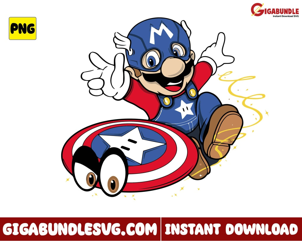 Captain Mario Png Game Super - Instant Download