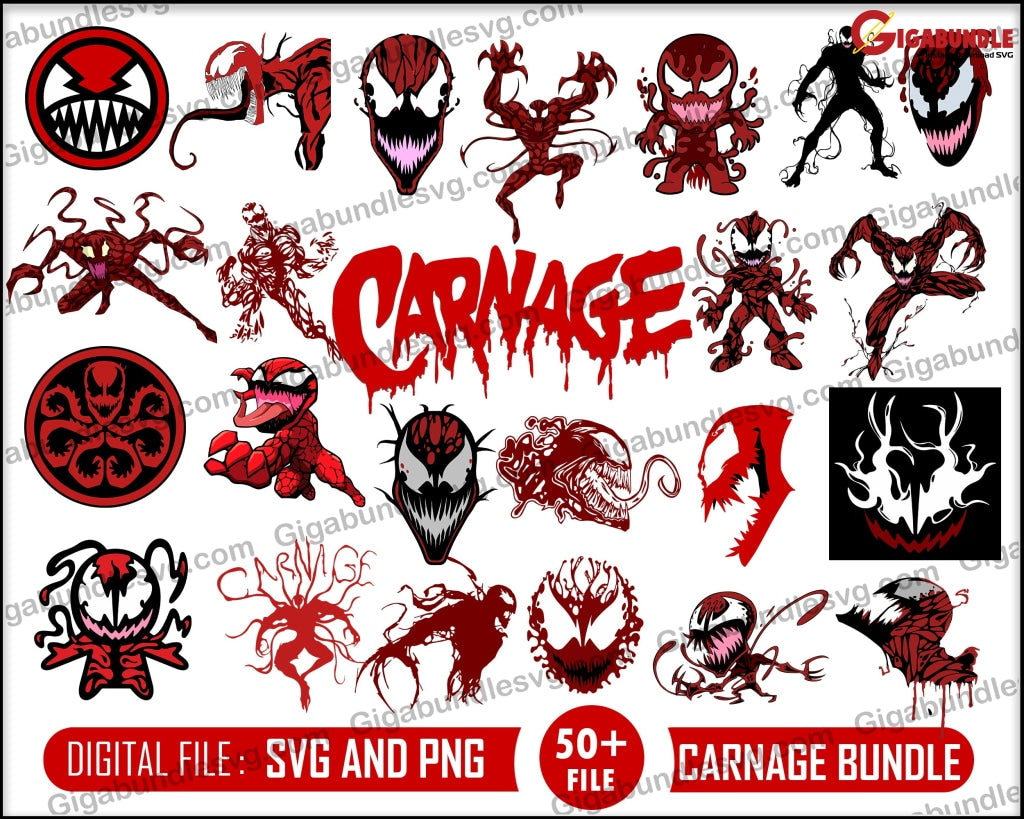 Carnage Svg Dark Carnage Bundle Venom Chibi 2 Spiderman Miles Morales