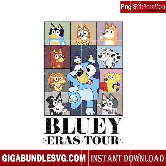 Bluey Eras Tour Cartoon Christmas PNG