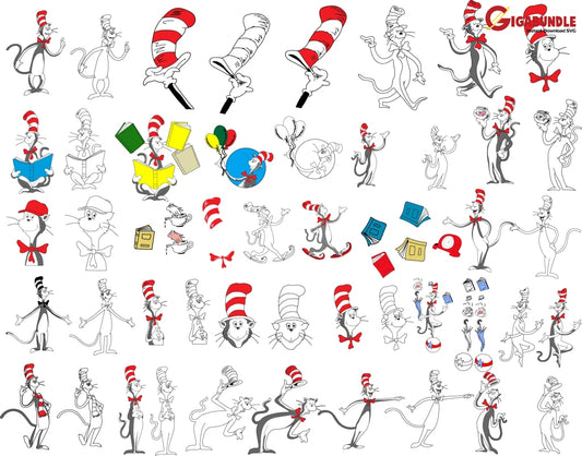 Cat In The Hat Quotes Svg Dr Seuss Bundle Dr Png Dxf Eps