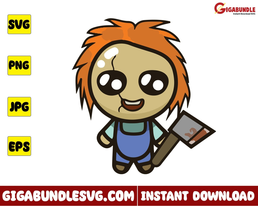 Chibi Chucky Svg Horror Character Halloween - Instant Download