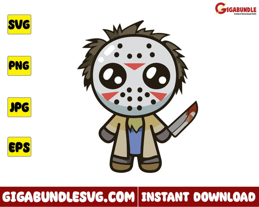 Chibi Jason Voorhees Svg Horror Character Halloween - Instant Download