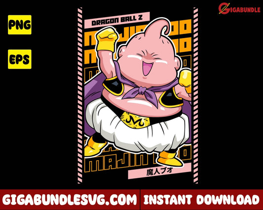 Chibi Majin Buu Png Dragon Ball Z Anime - Instant Download