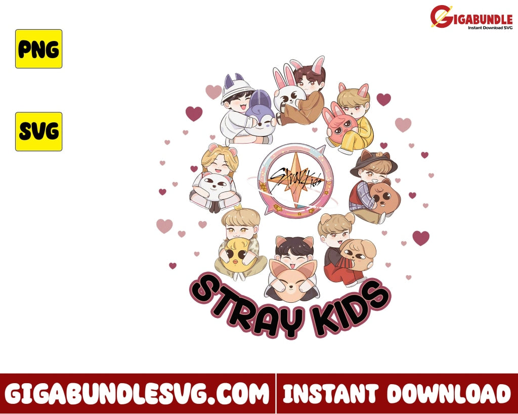 Chibi Stray Kids Svg Zoo Maniac World Tour Cartoon - Instant Download