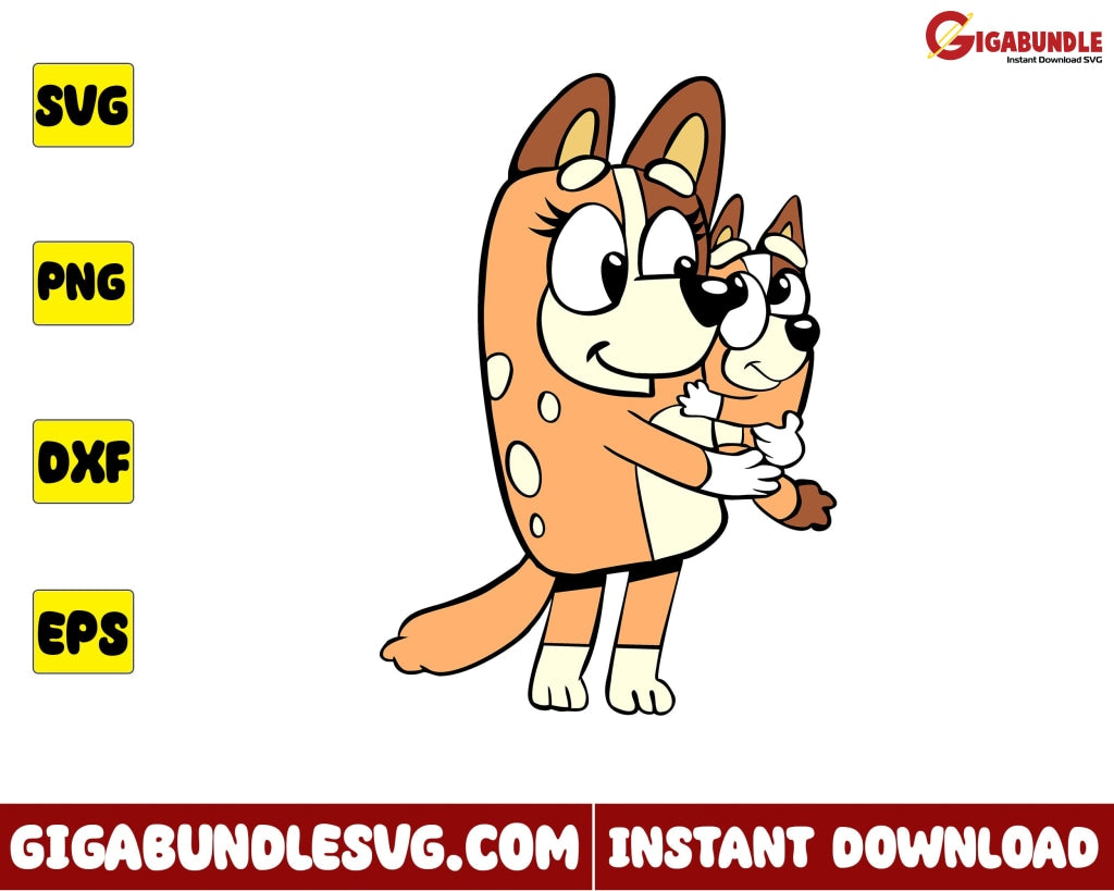 Chilli And Bingo Svg Heeler Bluey Cartoon - Instant Download