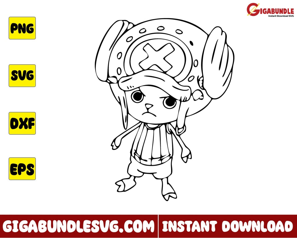 Chopper Svg Outline Monkey D Luffy One Piece Anime - Instant Download