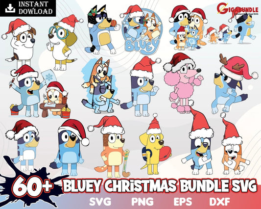 Christmas Bluey Svg Bundle Vector Clipart Bluey Svg Files Instant Download