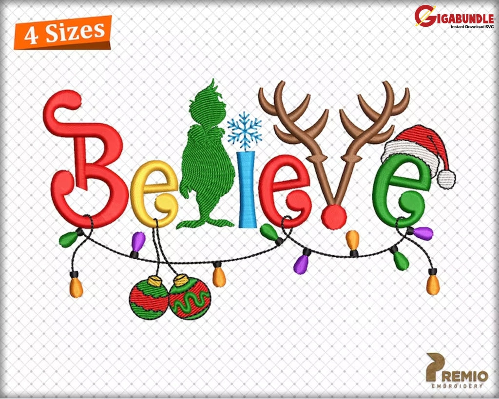 Christmas Embroidery Designs Believe Design