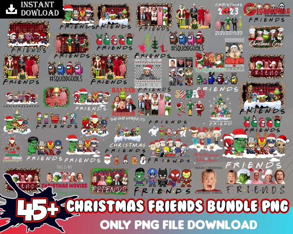 Christmas Friends Png Bundle Png Movie Merry Digital Download