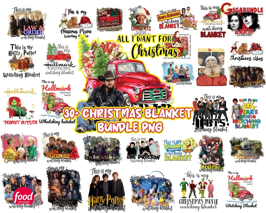 Christmas Movie Watching Blanket Png Character Movies Sublimation Design Truck Digital Download