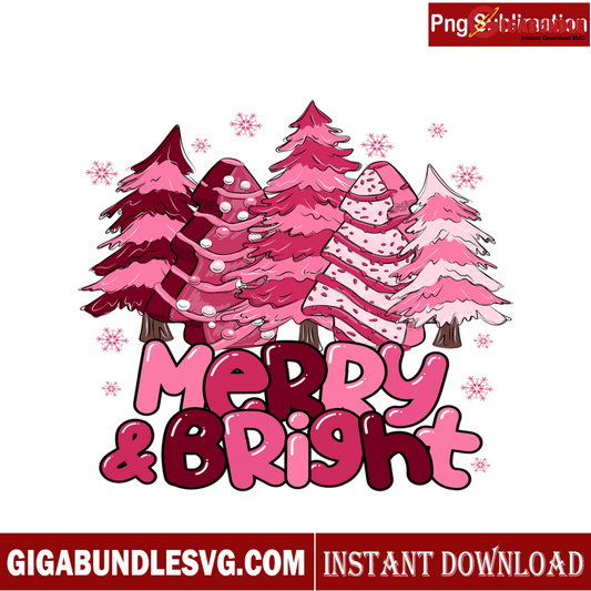 Pink Christmas Tree Merry And Bright PNG