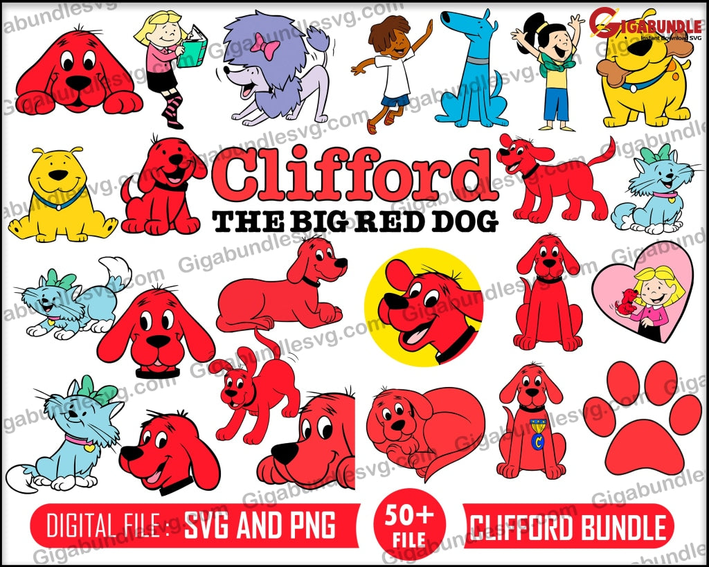 Clifford The Big Red Dog Svg Cricut Layered Cut File