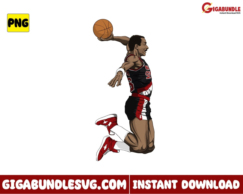 Clyde Drexler Png Nba Basketball New Nba Bootleg - Instant Download