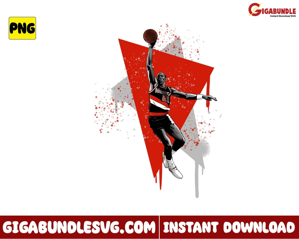 Clyde Drexler Png Slam Dunk Basketball New Nba Bootleg - Instant Download