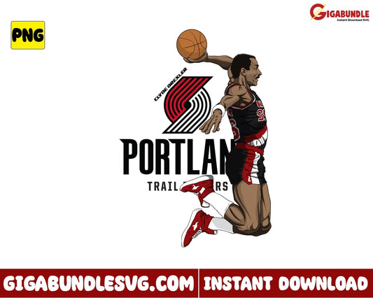 Clyde Drexler Png Slam Dunk Nba Basketball New Nba Bootleg - Instant Download