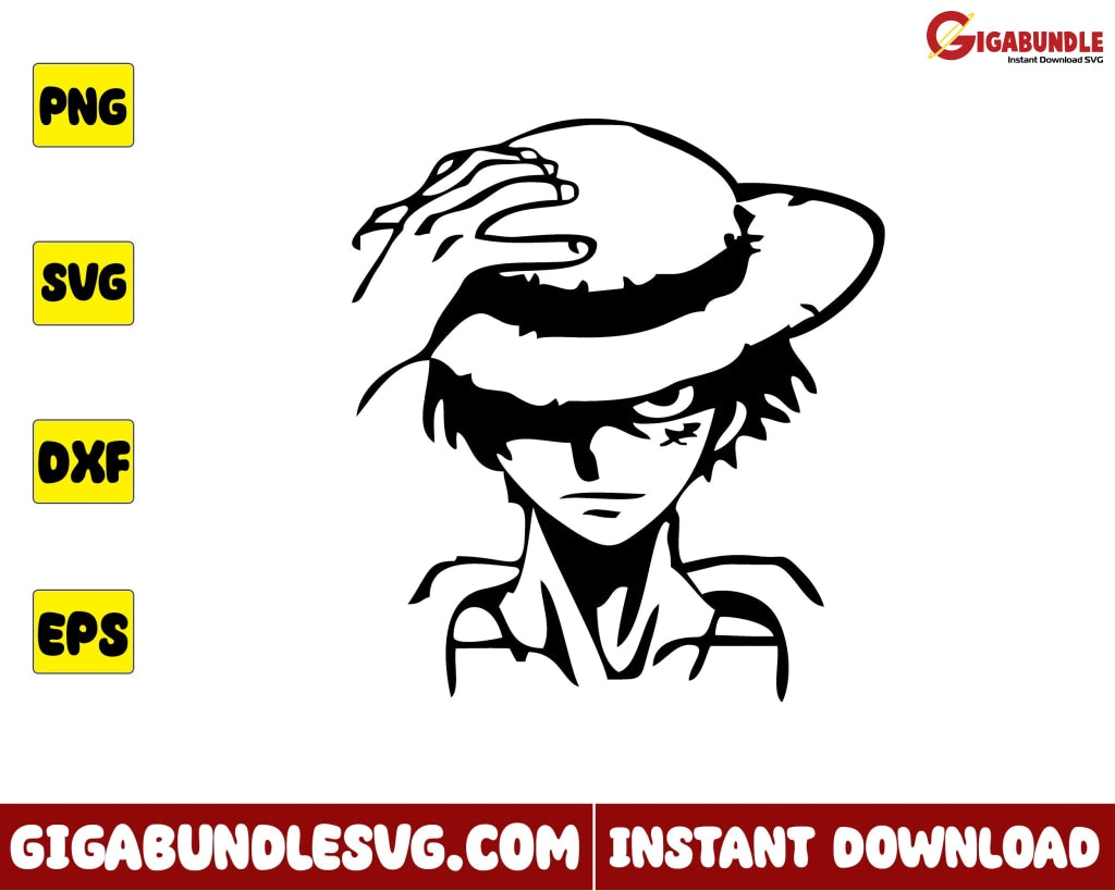 Cool Luffy Svg Outline Monkey D One Piece Anime - Instant Download