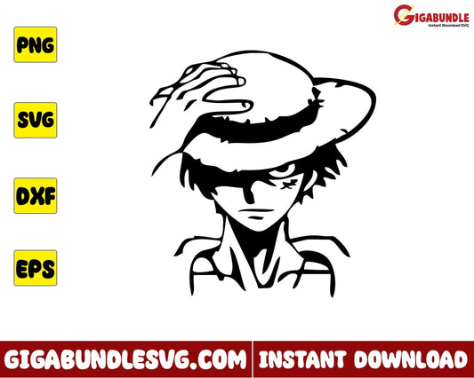 Cool Luffy Svg Outline Monkey D One Piece Anime - Instant Download