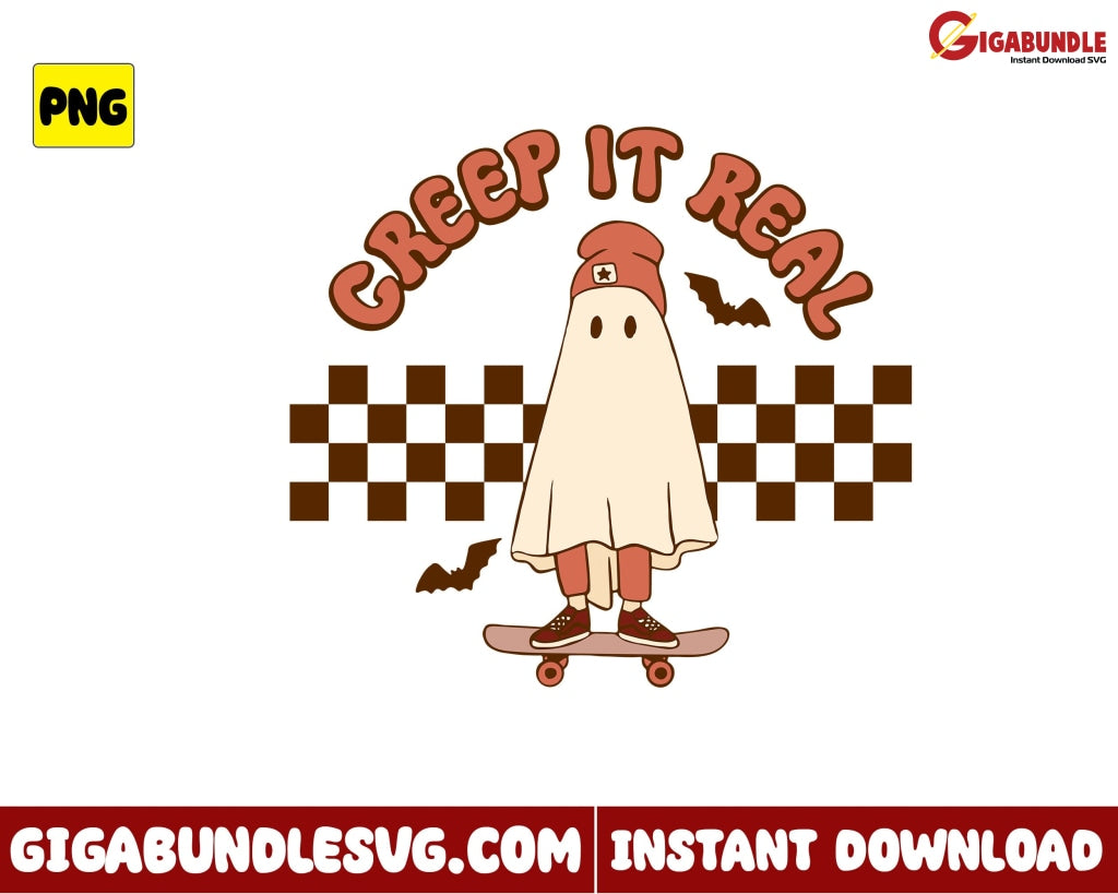 Creep It Real Png Ghost Bat Halloween Retro - Instant Download