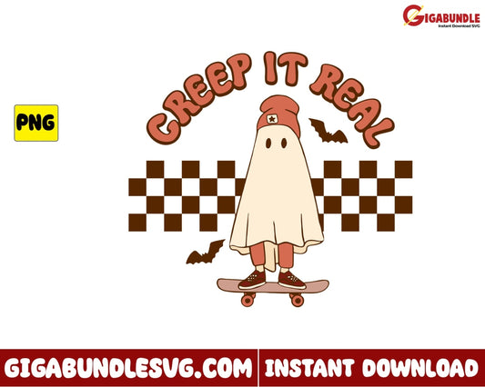 Creep It Real Png Ghost Bat Retro Halloween - Instant Download