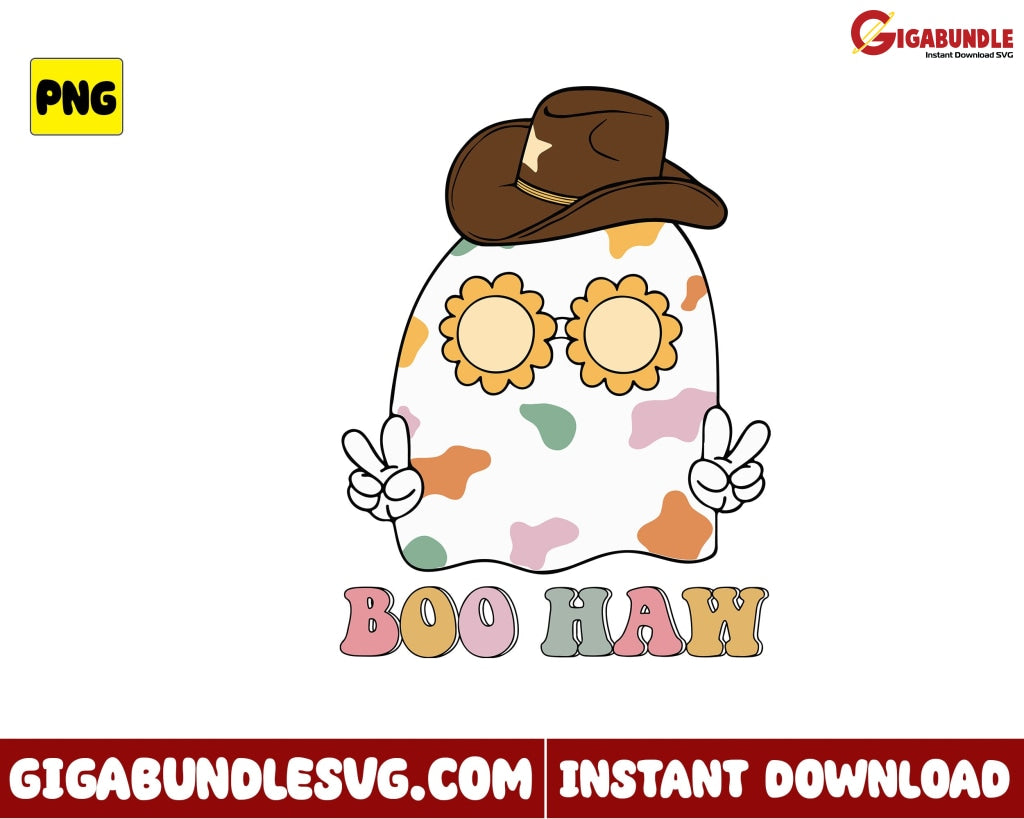 Cute Ghost Png Boo Haw Retro Halloween - Instant Download