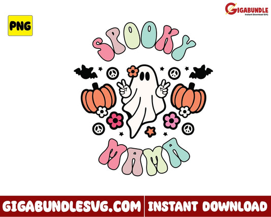 Cute Ghost Png Spooky Mama Halloween Pumpkin - Instant Download