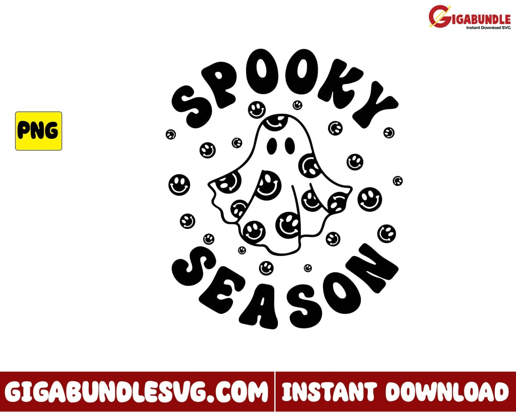 Cute Ghost Png Spooky Season Retro Halloween - Instant Download