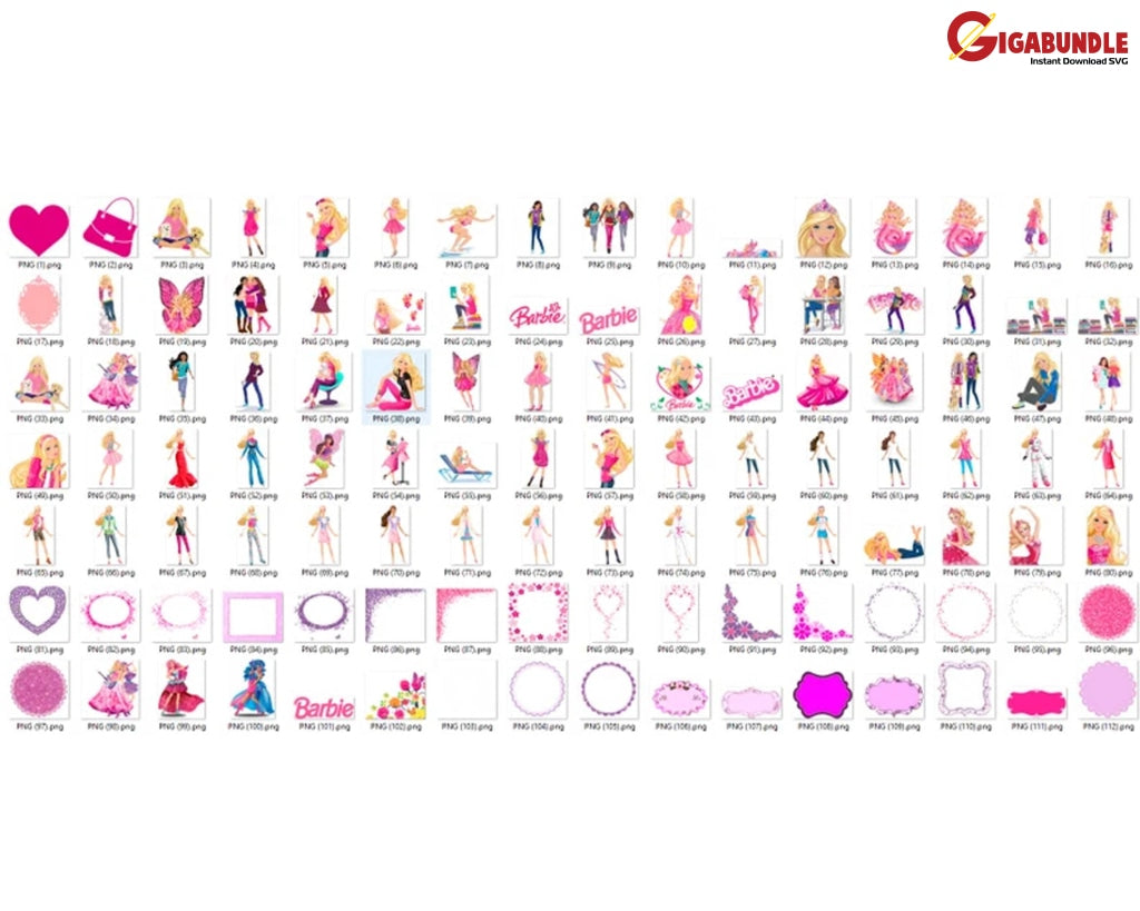 Cute Pink Doll Clipart Bundle Digital Paper