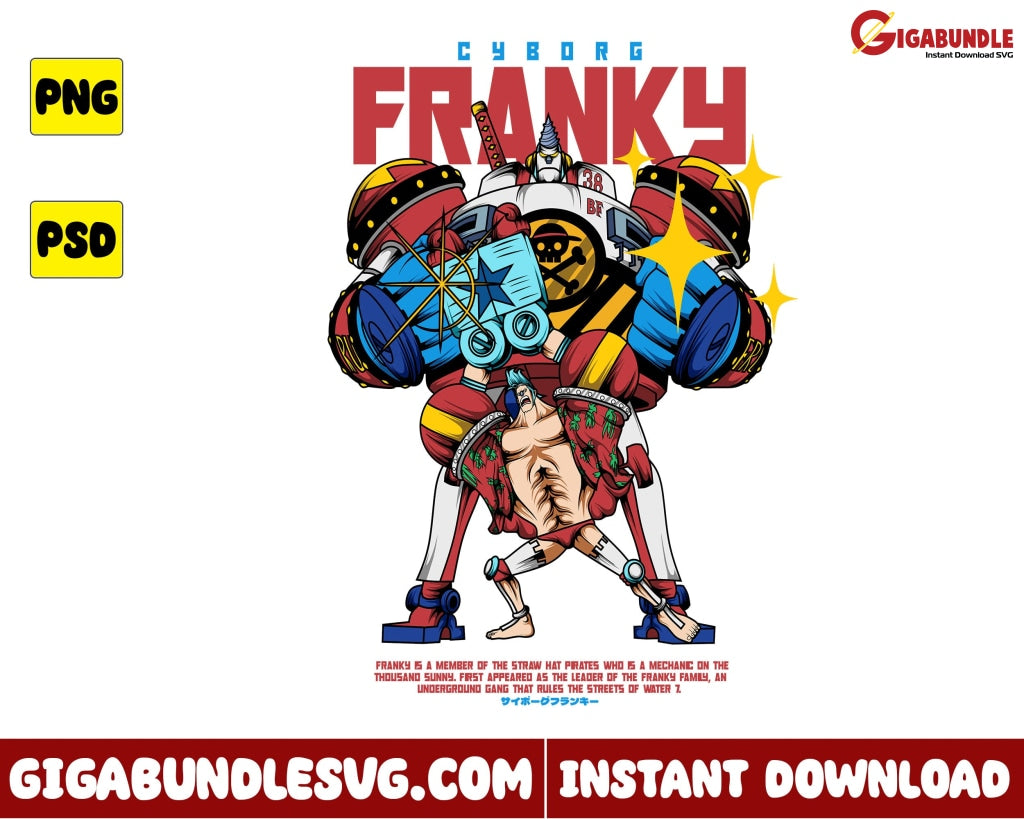 Cyborg Franky Png One Piece Anime - Instant Download