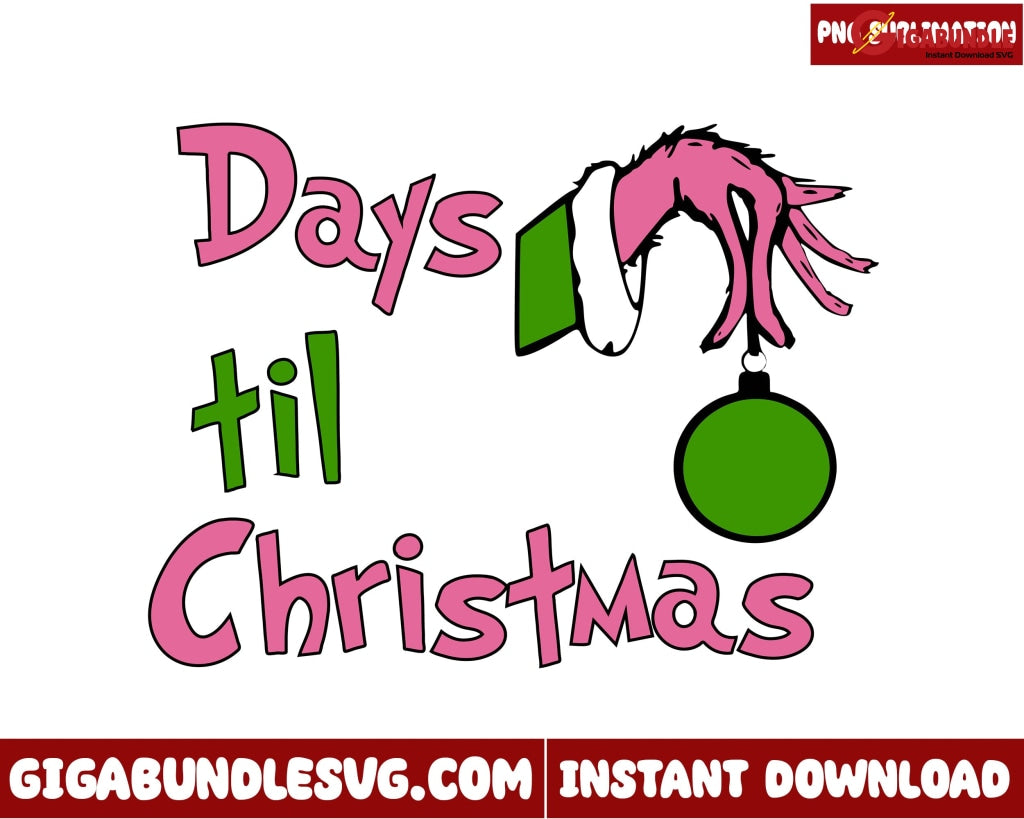 Day Til Christmas Png, Merry Grinchmas Png, Pink Grinchmas png, Christmas png