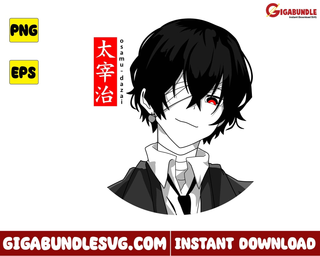 Dazai Osamu Png Face Boy Anime - Instant Download