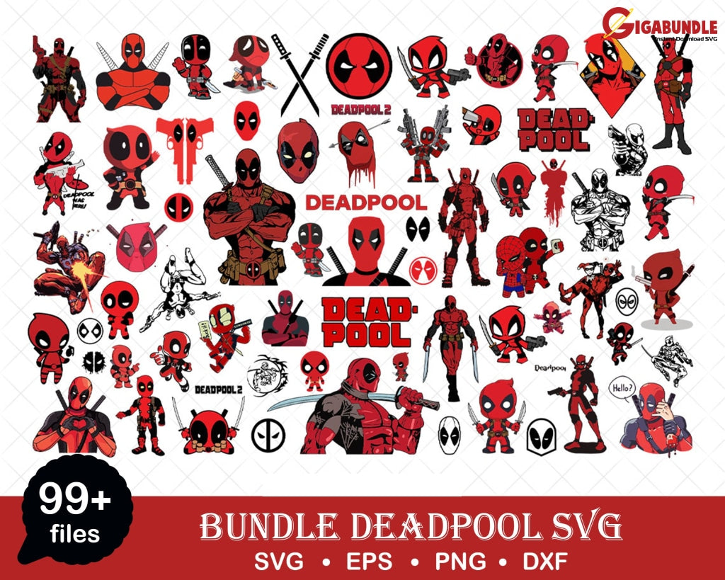 Deadpool Marvel Svg Bundle Files For Cricut Silhouette Superhero
