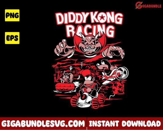 Diddy Kong Racing Png Mario Super Cartoon - Instant Download