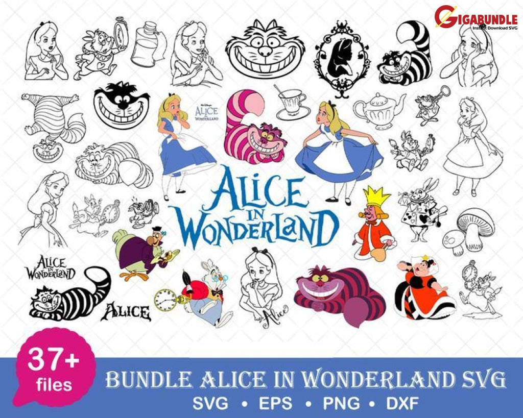 Disney Alice In Wonderland Svg Bundle Files For Cricut Silhouette