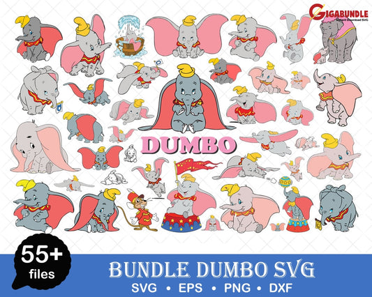 Disney Dumbo Svg Bundle Files For Cricut Silhouette Elephant