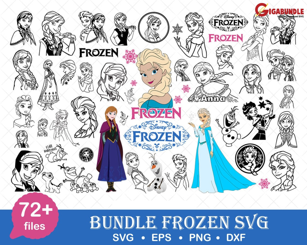 Disney Frozen Elsa Anna Olaf Svg Bundle Files For Cricut Silhouette Bundle