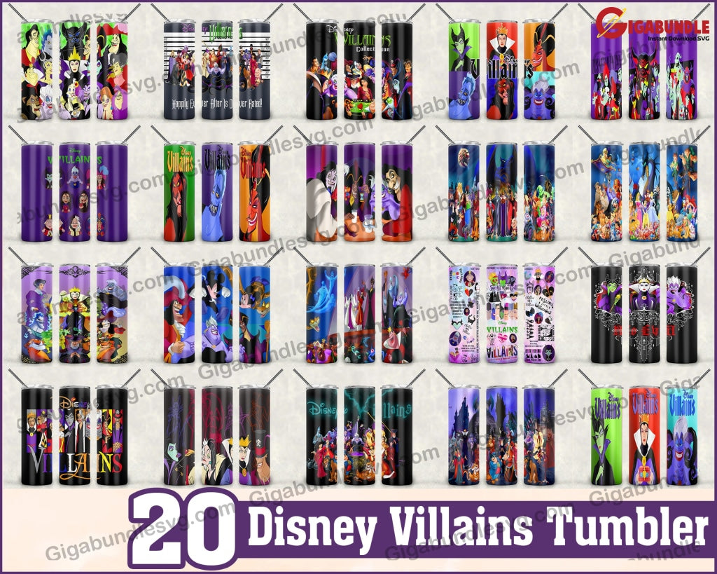 Disney Villains Tumbler Tumbler For Straight/tapered Png File Digital Download