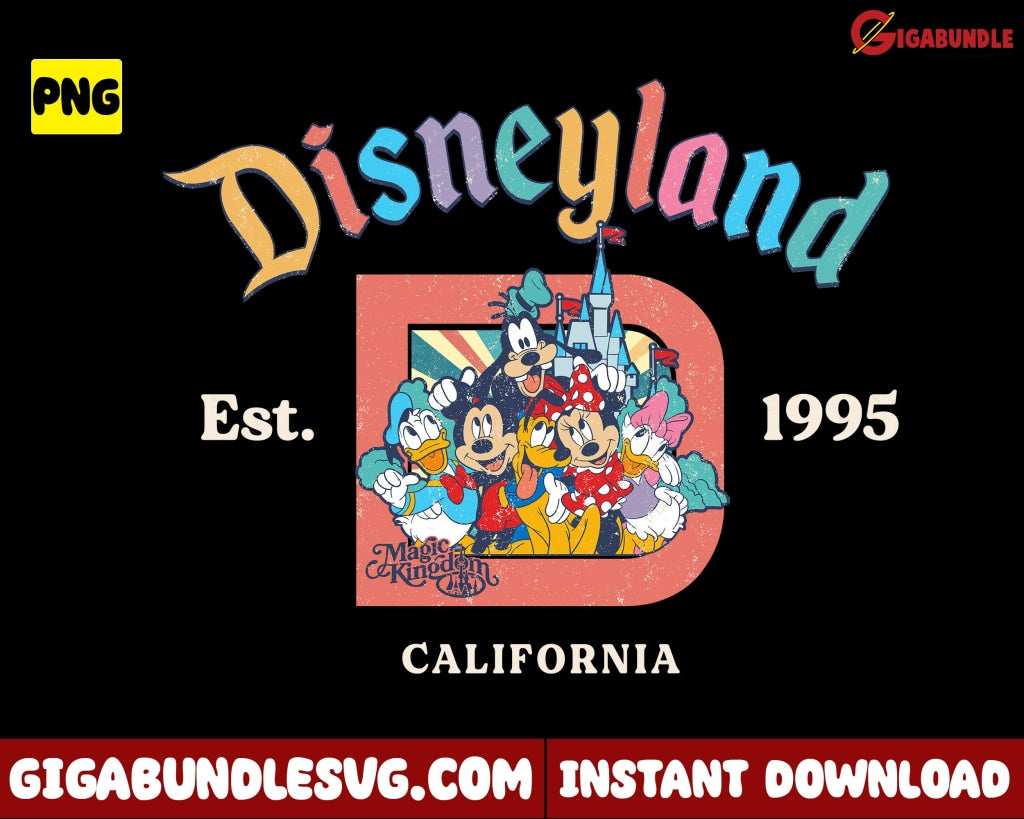 Disneyland Est 1995 California Png Magic Kingdom Mickey And Friends Disney - Instant Download