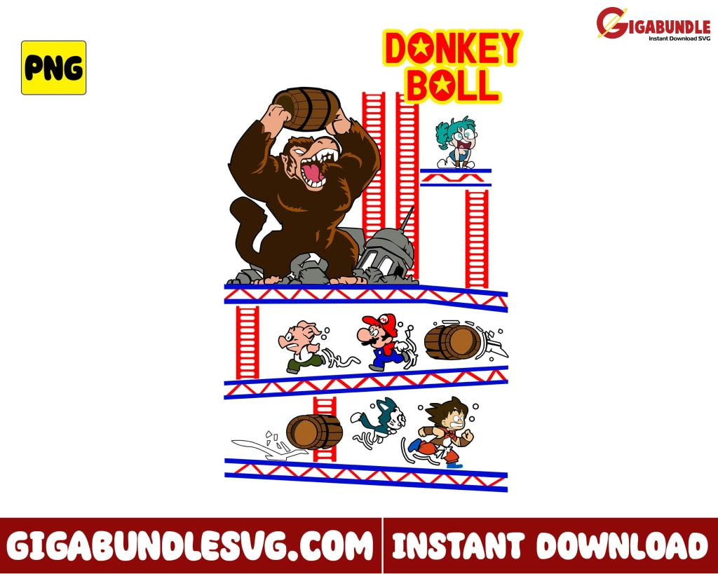 Donkey Kong Png Mario Game Super Cartoon - Instant Download