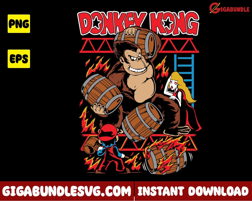 Donkey Kong Png Mario Super Cartoon - Instant Download