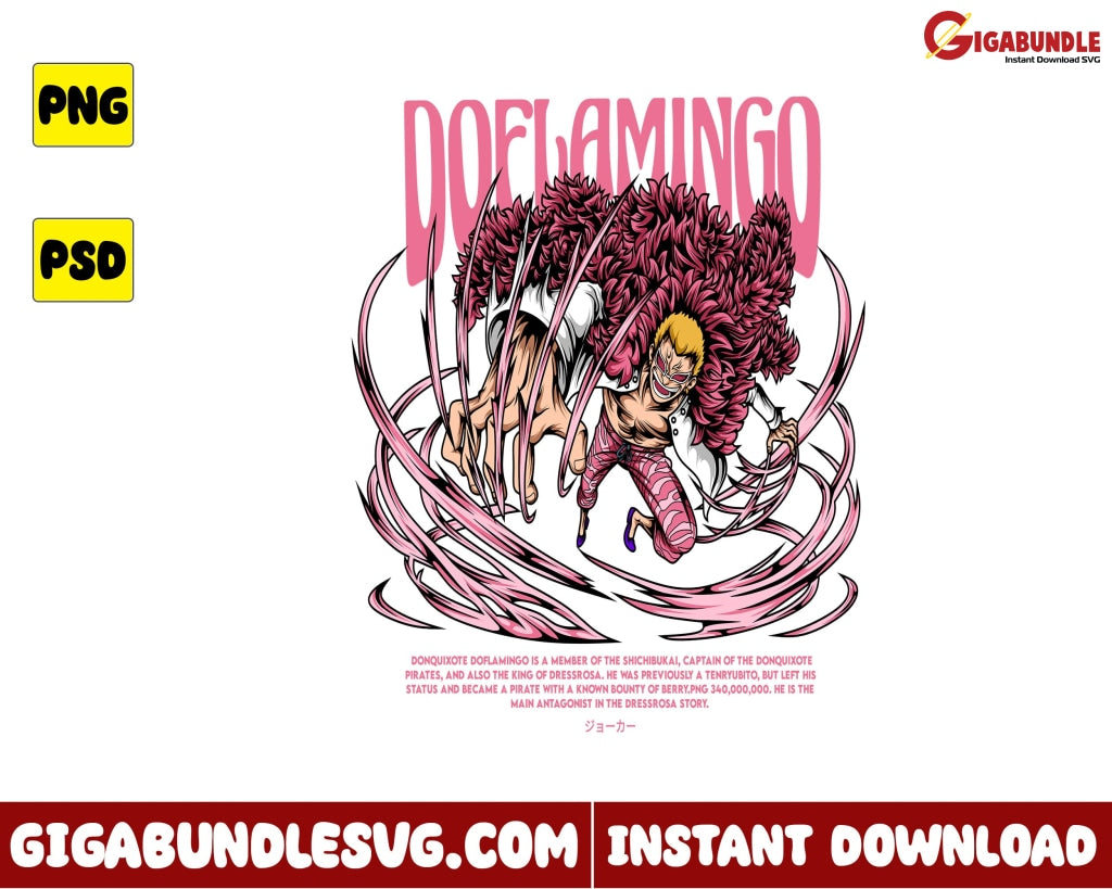 Donquixote Doflamingo Png One Piece Anime - Instant Download