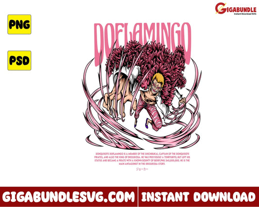 Donquixote Doflamingo Png One Piece Anime - Instant Download