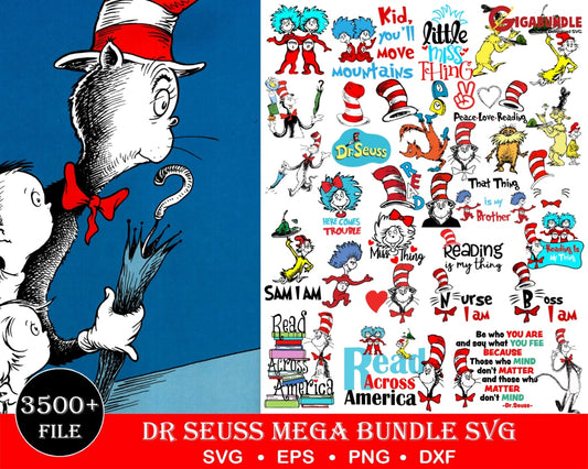 Dr Seuss 2022 Svg Svg Bundle Cat In The Hat Svg Green Eggs And Ham For Teachers Lorax Thing 1 And 2