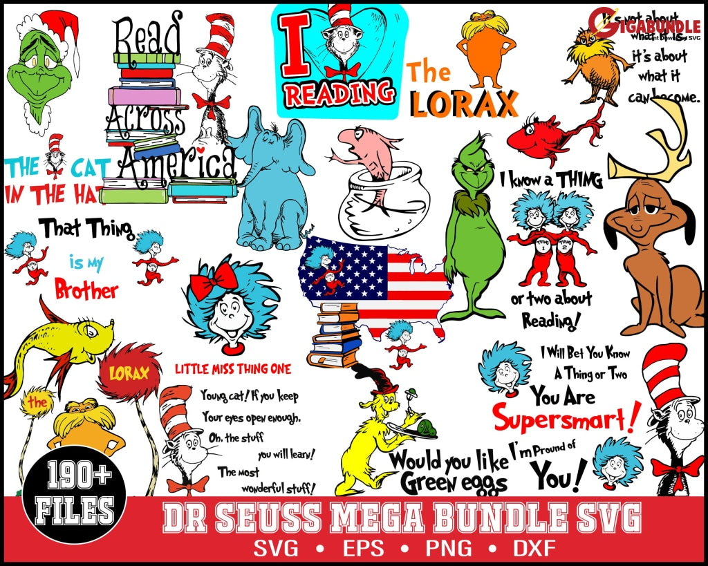 Dr Seuss 2022 Svg Svg Bundle Cat In The Hat Svg Green Eggs And Ham For Teachers Lorax Thing 1 And 2